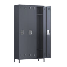 Load image into Gallery viewer, SUXXAN 72 inches 3 Doors Metal Storage Locker for Employees，Large Steel Combination Locker Cabinet for Gym, Living Room, School , Office with Locking Doors(Dark Gray)
