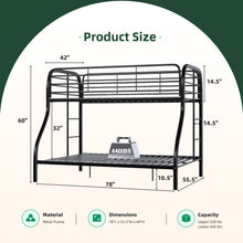 Load image into Gallery viewer, SUXXAN Metal Bunk Bed, Bunk Bed Frame with Safety Guard Rails, Heavy Duty Space-Saving Design, Steel Bed for Kids/Teens/Adults,School,Bedroom, Assembly Required (Twin Over Full )(Black)
