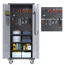 Load image into Gallery viewer, SUXXAN Metal Rolling Storage Cabinet with Multi Use Pegboard, Large Steel Utility Toolchest with Adjustable Shelves &amp; Locking Doors - Garage Cabinets for Tool Storage, Assemble Required
