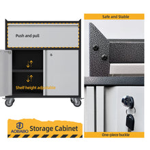 Load image into Gallery viewer, SUXXAN Metal Garage Cabinet with Wheels, Rolling Storage Cabinet with Lock, Garage Storage Cabinet with Adjustable Shelf and Door, Assembly Required
