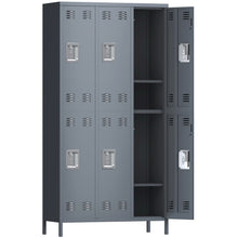 Load image into Gallery viewer, 72 inches Metal Storage Cabinet Locker for Employee, Steel Storage Wardrobe Cabinet with 6 Doors, Lockable Steel Locker for Home, Bedroom, Office, Gym, School(Light Gray)
