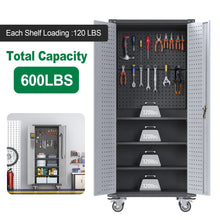 Load image into Gallery viewer, SUXXAN Metal Rolling Storage Cabinet with Multi Use Pegboard, Large Steel Utility Toolchest with Adjustable Shelves &amp; Locking Doors - Garage Cabinets for Tool Storage, Assemble Required
