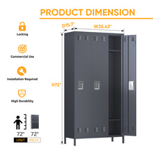 Load image into Gallery viewer, SUXXAN 72 inches 3 Doors Metal Storage Locker for Employees，Large Steel Combination Locker Cabinet for Gym, Living Room, School , Office with Locking Doors(Dark Gray)
