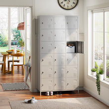 Load image into Gallery viewer, Metal Storage Locker Cabinet with 18 Doors, Industrial Lockers for Employees, Large Steel Storage Locker for School Office Gym Bedroom,Assembly Required (Light Grey)
