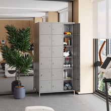 Load image into Gallery viewer, Metal Storage Locker Cabinet with 18 Doors, Industrial Lockers for Employees, Large Steel Storage Locker for School Office Gym Bedroom,Assembly Required (Light Grey)
