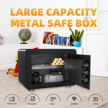 Load image into Gallery viewer, 0.8 Cubic Feet Fingerprint Home Safe Box, Digital Security Safe Lock Box Used for Home Office Hotel Business, Quick-Access Small Safes for Cash, Jewelry, Documents(Black)
