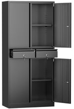 Load image into Gallery viewer, Metal Storage Cabinet with Locking Doors and 2 Drawers, 71’’ Lockable Steel Storage Cabinet with Adjustable Shelves for Garage Utility Room Home Office School(Assembly required)
