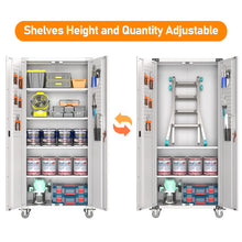 Load image into Gallery viewer, SUXXAN Metal Storage Cabinet with Wheels, Garage Storage Cabinet with Lock, Rolling Steel Storage Cabinet with 4 Adjustable Shelves, Assembly Required
