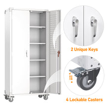 Load image into Gallery viewer, SUXXAN Metal Storage Cabinet with Wheels, Garage Storage Cabinet with Lock, Rolling Steel Storage Cabinet with 4 Adjustable Shelves, Assembly Required
