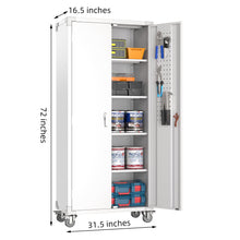 Load image into Gallery viewer, SUXXAN Metal Storage Cabinet with Wheels, Garage Storage Cabinet with Lock, Rolling Steel Storage Cabinet with 4 Adjustable Shelves, Assembly Required
