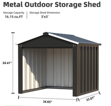 Load image into Gallery viewer, SUXXAN Metal Outdoor Storage Shed 3FT x 3FT, Tool Storage Backyard Shed, Tiny House Garden Shed for Backyard, Lawn, Patio (Black)
