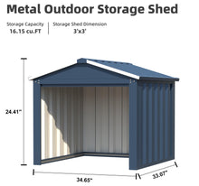 Load image into Gallery viewer, SUXXAN Metal Outdoor Storage Shed 3FT x 3FT, Small Steel Utility Tool Shed Storage House with Door &amp; Lock, for Backyard Garden Patio Lawn (3&#39; x 3&#39;), Blue
