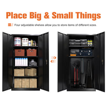 Load image into Gallery viewer, SUXXAN Industrial Metal Garage Storage Cabinet, 72 inches Tall Large Space Steel Utility Cabinets with 4 Adjustable Shelves &amp; Locking Doors, Assembly Required（Black）

