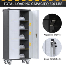 Load image into Gallery viewer, SUXXAN Metal Rolling Garage Cabinet, 71&#39;&#39; Tall Industrial Storage Cabinet with Wheels and 4 Adjustable Shelves, Utility Filing Cabinet for Garage, Tool House, Assemble Required
