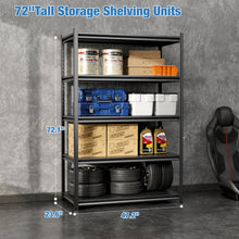 Load image into Gallery viewer, 5-Tiers Metal Large Capacity Storage Shelf, Adjustable Heavy Duty Shelving Unit, Utility Shelf Racks for Garage Kitchen Basement Warehouse (72.04&#39;&#39;Hx47.2&#39;&#39;Wx23.6&#39;&#39;D)
