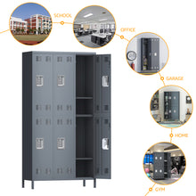 Load image into Gallery viewer, 72 inches Metal Storage Cabinet Locker for Employee, Steel Storage Wardrobe Cabinet with 6 Doors, Lockable Steel Locker for Home, Bedroom, Office, Gym, School(Light Gray)
