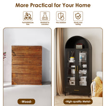 Load image into Gallery viewer, Metal Arched Storage Display Cabinet with One Drawer, Pantry Cabinet, Curio Cabinet with Glass Doors, Metal Bookcase for Living Room,Kitchen and Office,Assembly Required

