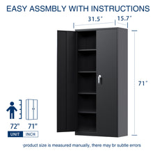 Load image into Gallery viewer, SUXXAN Metal Storage Garage Cabinets with Locking Doors and Adjustable Shelves, Steel Storage Cabinet for Garage, Office, Classroom, Assemble Required(Black)
