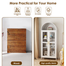 Load image into Gallery viewer, Metal Arched Storage Display Cabinet, Tall Cabinet with Glass Doors and Two Adjustable Shelves,Metal Bookcase,Display Case for Living Room,Kitchen and Office,Assembly Required(White)
