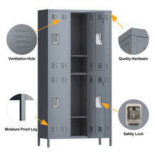 Load image into Gallery viewer, 72 inches Metal Storage Cabinet Locker for Employee, Steel Storage Wardrobe Cabinet with 6 Doors, Lockable Steel Locker for Home, Bedroom, Office, Gym, School(Light Gray)
