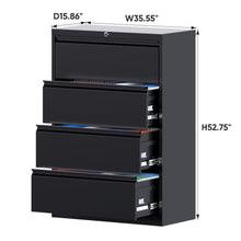 Load image into Gallery viewer, SUXXAN Black 4 Drawer Metal Lateral File Cabinet, Locking Wide File Cabinet with Drawers for Office Home, Assembly Required
