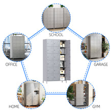 Load image into Gallery viewer, Metal Storage Locker Cabinet with 18 Doors, Industrial Lockers for Employees, Large Steel Storage Locker for School Office Gym Bedroom,Assembly Required (Light Grey)
