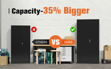 Load image into Gallery viewer, SUXXAN Industrial Metal Garage Storage Cabinet, 72 inches Tall Large Space Steel Utility Cabinets with 4 Adjustable Shelves &amp; Locking Doors, Assembly Required（Black）
