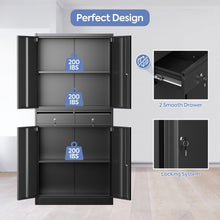 Load image into Gallery viewer, Metal Storage Cabinet with Locking Doors and 2 Drawers, 71’’ Lockable Steel Storage Cabinet with Adjustable Shelves for Garage Utility Room Home Office School(Assembly required)
