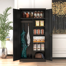 Load image into Gallery viewer, SUXXAN Steel Wardrobe Cabinet Locker,71&#39;&#39;H Metal Locker with Lockable Doors and Hanging Rod, Perfect for Bedroom,Gym,Living Room, Assembly required (Black, Locker)
