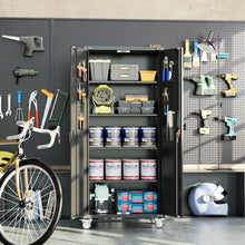 Load image into Gallery viewer, SUXXAN 72 Inches Black Metal Storage Cabinet with Wheels, Rolling Storage Garage Cabinet with Adjustable Shelves and Door for Garage, Office, Kitchen, Laundry Room, Assembly Required

