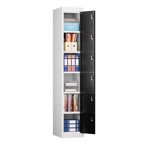 SUXXAN 6 Tier Metal Storage Locker for School, Gym, Home, Office, Steel Locker Cabinet with 6 Doors, Assembly Required（Lock Not Included）