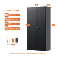 Load image into Gallery viewer, SUXXAN Industrial Metal Garage Storage Cabinet, 72 inches Tall Large Space Steel Utility Cabinets with 4 Adjustable Shelves &amp; Locking Doors, Assembly Required（Black）
