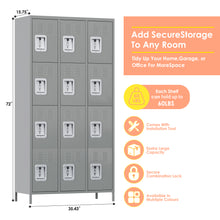 Load image into Gallery viewer, 12 Doors Metal Storage Locker Cabinet for Employees, Storage Locker for School Office Gym Bedroom, Industrial Steel Storage Locker with 12 Hooks, Assembly Required(Light Gray)
