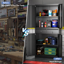 Load image into Gallery viewer, Metal Storage Cabinet with Locking Doors and 2 Drawers, 71’’ Lockable Steel Storage Cabinet with Adjustable Shelves for Garage Utility Room Home Office School(Assembly required)
