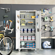 Load image into Gallery viewer, SUXXAN Metal Storage Cabinet with Wheels, Garage Storage Cabinet with Lock, Rolling Steel Storage Cabinet with 4 Adjustable Shelves, Assembly Required

