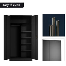 Load image into Gallery viewer, SUXXAN Steel Wardrobe Cabinet Locker,71&#39;&#39;H Metal Locker with Lockable Doors and Hanging Rod, Perfect for Bedroom,Gym,Living Room, Assembly required (Black, Locker)
