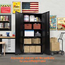 Load image into Gallery viewer, SUXXAN Industrial Metal Garage Storage Cabinet, 72 inches Tall Large Space Steel Utility Cabinets with 4 Adjustable Shelves &amp; Locking Doors, Assembly Required（Black）
