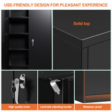 Load image into Gallery viewer, SUXXAN Industrial Metal Garage Storage Cabinet, 72 inches Tall Large Space Steel Utility Cabinets with 4 Adjustable Shelves &amp; Locking Doors, Assembly Required（Black）

