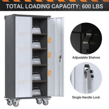 Load image into Gallery viewer, SUXXAN Metal Rolling Garage Cabinet, 71&#39;&#39; Tall Industrial Storage Cabinet with Wheels and 4 Adjustable Shelves, Utility Filing Cabinet for Garage, Tool House, Assemble Required
