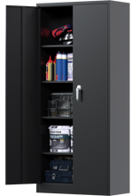 Load image into Gallery viewer, SUXXAN Metal Storage Garage Cabinets with Locking Doors and Adjustable Shelves, Steel Storage Cabinet for Garage, Office, Classroom, Assemble Required(Black)
