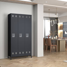 Load image into Gallery viewer, SUXXAN 72 inches 3 Doors Metal Storage Locker for Employees，Large Steel Combination Locker Cabinet for Gym, Living Room, School , Office with Locking Doors(Dark Gray)
