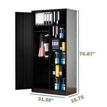 Load image into Gallery viewer, SUXXAN Steel Wardrobe Cabinet Locker,71&#39;&#39;H Metal Locker with Lockable Doors and Hanging Rod, Perfect for Bedroom,Gym,Living Room, Assembly required (Black, Locker)
