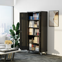 Load image into Gallery viewer, SUXXAN 72 Inches Black Metal Storage Cabinet with Wheels, Rolling Storage Garage Cabinet with Adjustable Shelves and Door for Garage, Office, Kitchen, Laundry Room, Assembly Required

