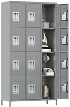 Load image into Gallery viewer, 12 Doors Metal Storage Locker Cabinet for Employees, Storage Locker for School Office Gym Bedroom, Industrial Steel Storage Locker with 12 Hooks, Assembly Required(Light Gray)
