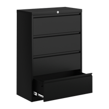 Load image into Gallery viewer, SUXXAN Black 4 Drawer Metal Lateral File Cabinet, Locking Wide File Cabinet with Drawers for Office Home, Assembly Required
