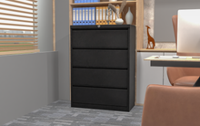 Load image into Gallery viewer, SUXXAN Black 4 Drawer Metal Lateral File Cabinet, Locking Wide File Cabinet with Drawers for Office Home, Assembly Required

