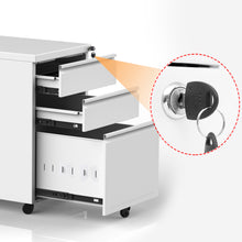 Load image into Gallery viewer, SUXXAN 3 Drawer Metal Mobile Pedestal Cabinet,Fully Assembled Except Casters(White)
