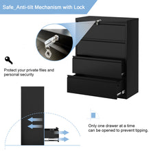 Load image into Gallery viewer, SUXXAN Black 4 Drawer Metal Lateral File Cabinet, Locking Wide File Cabinet with Drawers for Office Home, Assembly Required
