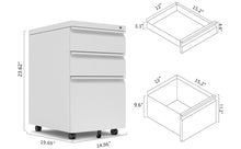 Load image into Gallery viewer, SUXXAN 3 Drawer Metal Mobile Pedestal Cabinet,Fully Assembled Except Casters(White)
