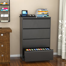 Load image into Gallery viewer, SUXXAN Black 4 Drawer Metal Lateral File Cabinet, Locking Wide File Cabinet with Drawers for Office Home, Assembly Required
